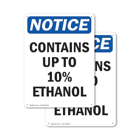 Signmission Contains Up To 10% Ethanol, 7 in W x Rectangle, Aluminum OS-2PACK-NS-A-710-V-10806
